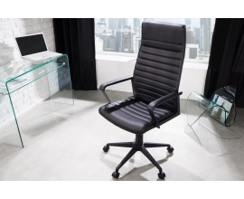 Moderné otočné kancelárske kreslo Lazio z eko kože na kolieskach s čierne 127cm