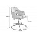Moderná dizajnová kancelárska stolička Pedro so sivým zamatovým poťahom na kolieskach 82 cm
