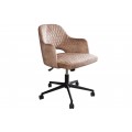 Moderná dizajnová kancelárska stolička Pedro otočná na kolieskach so zamatovým čalúnením s prešívaním svetlá béžová 82 cm