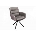 Moderná industriálna otočná kožená stolička Coiro s kovovými nožičkami sivá taupe farba 90 cm