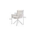 Moderná industriálna otočná kožená stolička Coiro s kovovými nožičkami sivá taupe farba 90 cm