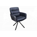 Moderná industriálna otočná kožená stolička Coiro s kovovými nožičkami antracitová čierna 90 cm