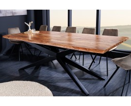Industriálny jedálenský stôl zo sheeshamového masívneho dreva s podstavcom v tvare hviezdy 240 cm