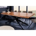Industriálny jedálenský stôl zo sheeshamového masívneho dreva s podstavcom v tvare hviezdy 240 cm