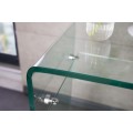 Moderný sklenený konzolový stolík Ghost so zaoblenými hranami a spodnou policou, transparentný  100 cm