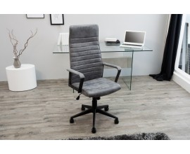 Dizajnová kancelárska stolička Lazio s tmavosivým čalúnením, vysokým operadlom a nastaviteľnou výškou