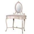 Klasický masívny toaletný stolík Campa Blanca v bielom prevedení z mahagónového dreva so zrkadlom a vyrezávaním zdobením