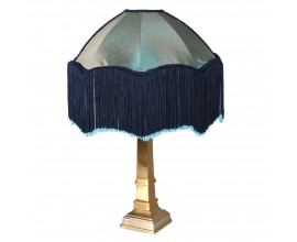 Strapcová stolová lampa Zali v pávej modrej s ozdobnými strapcami vo viktoriánskom štýle 67 cm