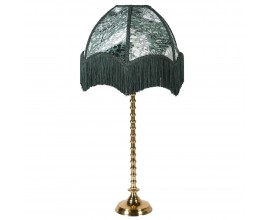 Stolová strapcová tienidlová lampa Zali s viktoriánskym nádychom so vzorovaným tienidlom v borovicovej zelenej farbe 75 cm
