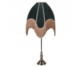 Luxusná stolová lampa Tafran v borovicovej zelenej farbe vo viktoriánsom dizajne so strapcami 75 cm 