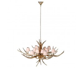 Dizajnový zlatý luster Stag so zlatou kovovou konštrukciou parožia vo vintage štýle