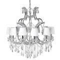 Luxusný luster Seminole s kovovou konštrukciou s krištáľovým zdobením a bielymi tienidlami