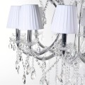 Dizajnový krištáľový luster Seminole s kovovou konštrukciou s desiatimi ramenami a bielymi tienidlami 90cm
