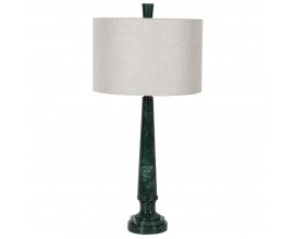 Luxusná tmavozelená mramorová nočná stolová lampa Marquina s tienidlom v oblačnej sivej farbe 80 cm