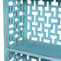 Orientálny luxusný drevený regál Azuleto lll vo výraznej tyrkysovej farbe z brestového masívneho dreva 196cm 