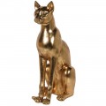 Luxusná glamour socha sediacej mačky sphynx v lesklej zlatej farbe