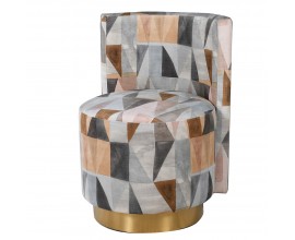 Moderné okrúhle kreslo Hollywood v art-deco prevedení so vzorovaným čalúnením