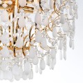 Luxusný krištáľový luster Lacrimosa so zlatou konštrukciou z kovu a bielym skleneným zdobením 65cm