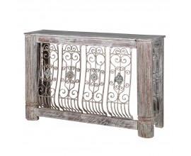Luxusný orientálny konzolový stolík Marianne z masívneho dreva a kovu s ručným ornamentálnym zdobením