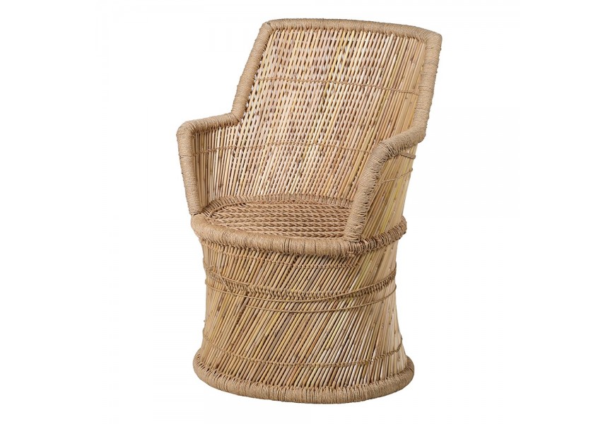 Dizajnové naturálne kreslo Bamboo v hnedom prevedení z bambusového výpletu