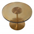 Art-deco okrúhly príručný stolík Countess z kovovej podstavy zlatej farby so sklenenou povrchovou doskou 61cm