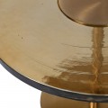 Art-deco okrúhly príručný stolík Countess z kovovej podstavy zlatej farby so sklenenou povrchovou doskou 61cm