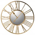 Luxusné okrúhle nástenné hodiny Astronomico v glamour štýle so zrkadlom a zlatým rámom s rímskymi číslicami