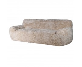 Luxusná moderná dvojsedačka Arctica s čalúnením z umelej kožušiny piesková béžová 240 cm