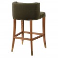 Luxusná art-deco barová stolička Strasbourg so zamatovým čalúnením s chesterfield prešívaním tmavozelená 98 cm