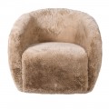 Štýlové art deco kreslo Venti so svetlohnedým poťahom z umelej kožušiny 79cm