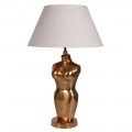 Vintage dizajnová stolná lampa Venus so zlatou podstavou v tvare ženského torza a s bielym tienidlom 80cm