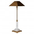 Dizajnová glamour stolná lampa Medelin z kovu v zlatej farbe s bielou mramorovou podstavou