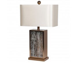 Luxusná art deco stolná lampa Zelda s podstavou z bronzu a textúrovaného skla s krémovým tienidlom 68 cm