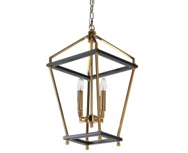 Dizajnová art deco závesná lampa Moreli so zlato-čiernou konštrukciou z kovu 60cm