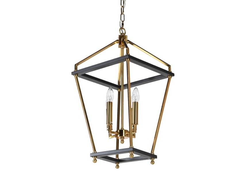 Dizajnová závesná lampa Moreli v art deco štýle s kovovou konštrukciou čierno-zlatej farby
