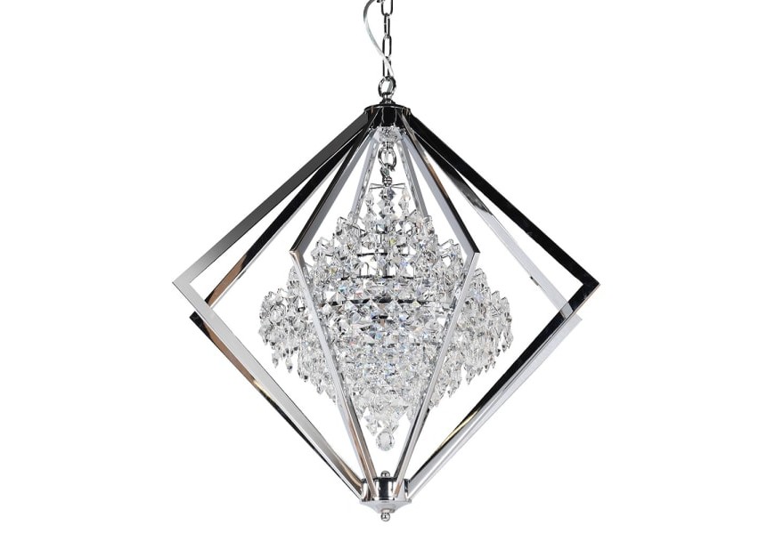 Dizajnov&aacute; z&aacute;vesn&aacute; lampa Luxor s čiernou kon&scaron;trukciou a kri&scaron;t&aacute;ľov&yacute;m zdoben&iacute;m 65cm