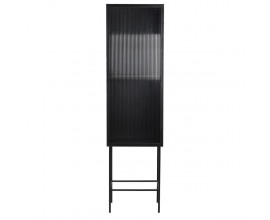 Industriálna dizajnová vitrína Bonemi v čiernom prevedení z kovu so sklenenými dvierkami 185cm