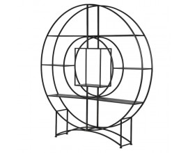 Industriálny okrúhly kovový regál Mabel s poličkami v čiernom prevedení 200cm