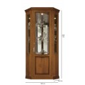 Luxusná talianska rohová vitrína Castilla v rustikálnom štýle s vyrezávaným zdobením z masívneho dreva 204 cm