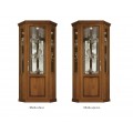 Luxusná talianska rohová vitrína Castilla v rustikálnom štýle s vyrezávaným zdobením z masívneho dreva 204 cm