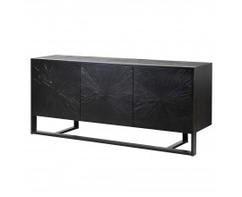 Industriálny príborník Meredith z masívneho dreva s kovovou podstavou v čiernom prevedení 178cm