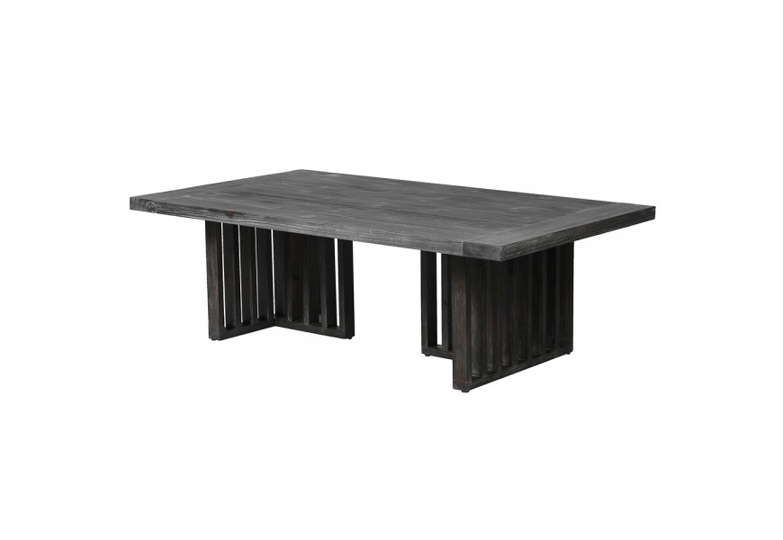 Dizajnový drevený konferenčný stolík Avanti z masívu s čiernou povrchovou úpravou a geometrickým dizajnom