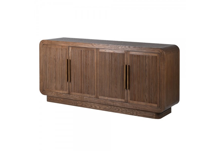 Retro masívny príborník Suriel v hnedom prevedení so štyrmi dvierkami 181cm 