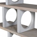 Dizajnový regál Aladar s drevenými poličkami a dizajnovou konštrukciou s betónovým efektom 160cm