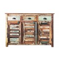 Masívny koloniálny príborník Jakarta z mangového dreva s tromi dvierkami a zásuvkami 125cm