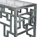 Luxusný vintage konzolový stolík Verdete s geometrickými nožičkami v art-deco štýle v šedej farbe s medenkou 190 cm
