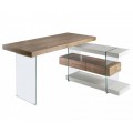 Moderný kancelársky stôl Vita Naturale zo skla s drevenými doskami