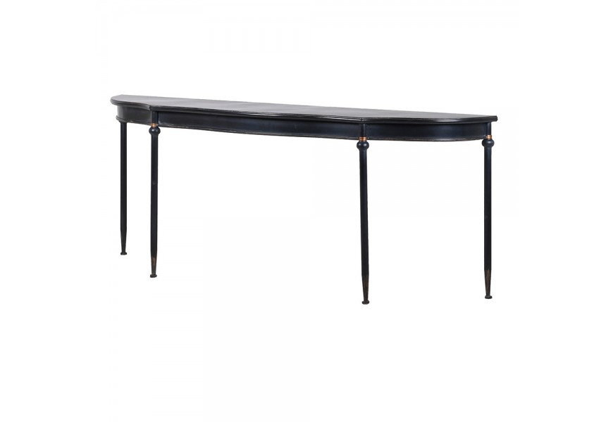 Vintage konzolový stolík Aspen s rustikálnym zaobleným dizajnom zo železa so zámerne zošúchaným čiernym náterom