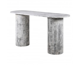 Luxusný mramorový konzolový stolík Athena s nožičkami v tvare drážkovaných antických stĺpov biela 152 cm