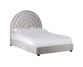 Dizajnová king size manželská posteľ Astrid so zakriveným čelom postele s rámom z borovicového masívu v béžovej farbe